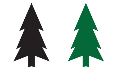 Obraz premium Christmas tree icon. Black and green Christmas tree drawing collection in white background . Vector eps 10