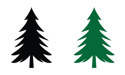 Obraz premium Christmas tree icon. Black and green Christmas tree drawing collection in white background . Vector eps 10