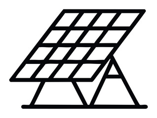 Simple outline drawing of a solar panel on a stand representing renewable energy and sustainable power generation for ecofriendly technology promotion