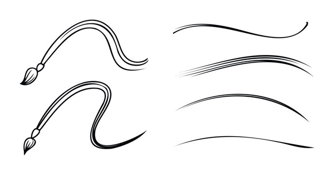 Collection of elegant brush stroke graphics and swooshes for graphic projects, perfect for adding visual flair to web pages and printed materials.
