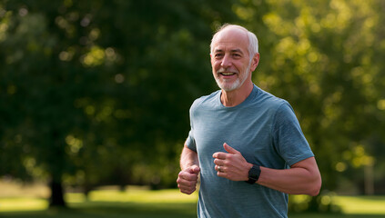 Active Senior Man Running in the Park