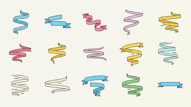 Pastel ribbons in various shapes providing versatile design elements offering a touch of delicate