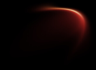 Grainy orange light blur top arc curve on black background