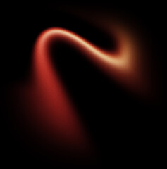 Grainy orange light blur wave peak on black background