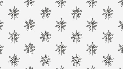 Delicate mistletoe berries sketched floral pattern for modern textile design with minimal elegance