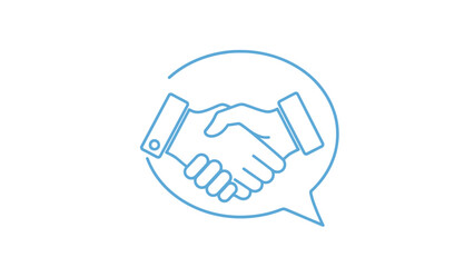 Conceptual handshake within speech bubble symbolizing partnership and agreement message