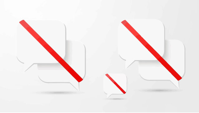 Conceptual illustration of communication censorship featuring crossed-out speech bubbles