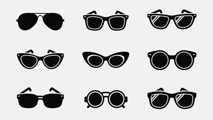Collection of diverse sunglasses styles, showcasing design variations and sun protection options