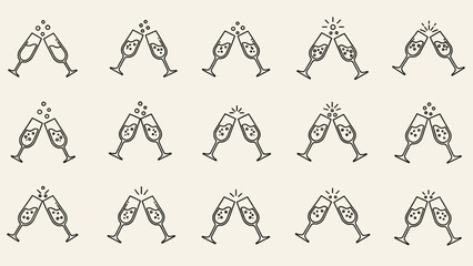 Celebration and success: A joyous pattern of toasting champagne flutes capturing the essence of
