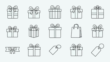 Assorted present icons on a light background for festive occasion concepts and design themes