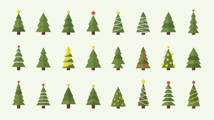 Assorted christmas trees vector illustration, offering diverse festive designs for holiday projects
