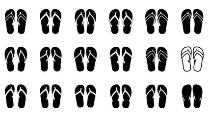 A Collection of Summer Footwear Icons, Representing Casual Style and Beach Holidays