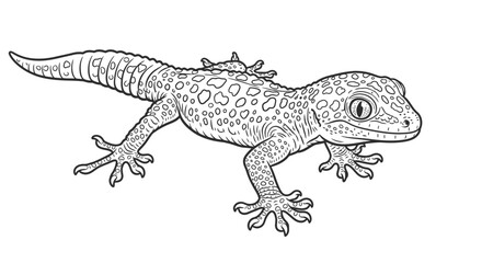 Obraz premium Black and white illustration of a lizard