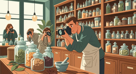 Capturing nature's bounty: photographers document apothecary ingredients in rustic setup