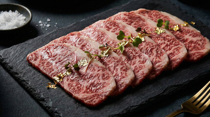 Raw Wagyu on Black Stone