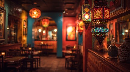 taqueria. Authentic Mexican restaurant interior featuring vibrant cultural decor and warm ambient lighting. event programs, museum guides, designed for cultural heritage projects and event programs.