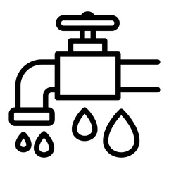 Water Supply System Line Icon of Hydropower Icon Set