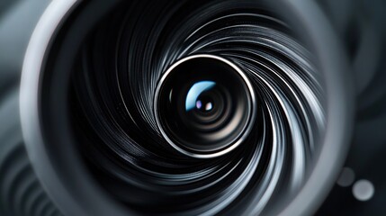 fstop. Close-up of camera aperture blades forming a geometric pattern. product launch decks, UI/UX mockups, designed for data visualization dashboards and holographic UIs.