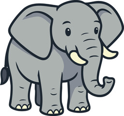 Fototapeta premium Cute cartoon elephant with tusks