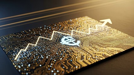 Euro growth surges on digital circuit board, signaling bullish investment opportunity for tech stocks and financial markets worldwide