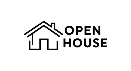 Minimalist Open House Vector Logo Design Showcasing Real Estate Opportunity with Line Art