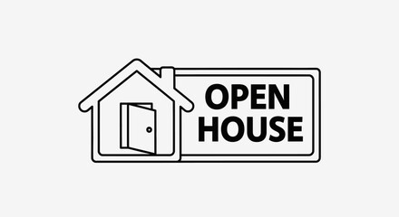 Simple and Clean Open House Real Estate Icon Logo Design for Marketing Campaigns