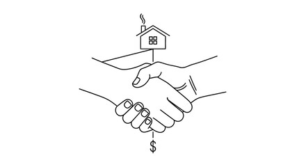 Handshake agreement for real estate investment depicting financial opportunity and partnership