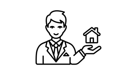 A real estate agent presenting a house, a vector illustration for property business concept and