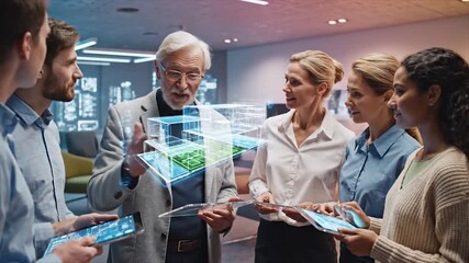 Futuristic Business Meeting - Collaboration and Technology Integration. - Powered by Adobe