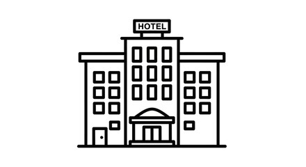 Obraz premium Minimalist hotel building icon design for travel accomodation and tourism branding
