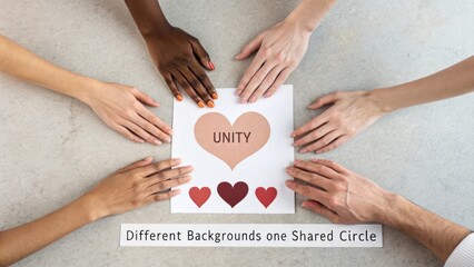 Flat Lay of Interlocking Paper Hand Shapes in Multiple Skin Tones