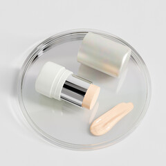 Luxury foundation Stick mockup, twist up lipstick tube packaging mockup, Sunscreen Stick Tubes with clear translucent cap, Cylindrical Deodorant container, Rotating lip balm Tube packaging mockup