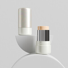 Luxury foundation Stick mockup, twist up lipstick tube packaging mockup, Sunscreen Stick Tubes with clear translucent cap, Cylindrical Deodorant container, Rotating lip balm Tube packaging mockup