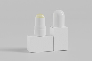 Cosmetic foundation Stick mockup, twist up lipstick tube packaging mockup, white Sunscreen Stick Tubes with cap, Cylindrical Deodorant container, round shape Rotating lip balm Tube packaging
