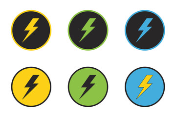 Flat electrical lightning logos, modern thunder icons, energy and power vector, electric bolt symbol, technology and electricity concept design