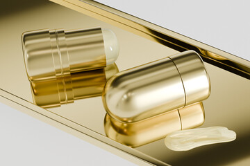 Luxury golden lipstick mockup, metallic foundation Stick packaging, gold electroplating makeup twist up tube packaging, Cylindrical Deodorant Packaging, Rotating makeup blush cream container