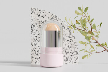 Cosmetic foundation Stick mockup, twist up lipstick tube packaging mockup, Sunscreen Stick Tubes with clear translucent cap, Cylindrical Deodorant container, Rotating lip balm Tube packaging mockup