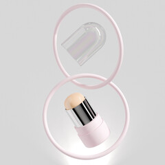 Cosmetic foundation Stick mockup, twist up lipstick tube packaging mockup, Sunscreen Stick Tubes with clear translucent cap, Cylindrical Deodorant container, Rotating lip balm Tube packaging mockup