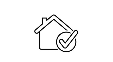 Fototapeta premium Approved home ownership concept in minimalist outline design on white background