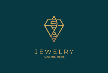 Fototapeta premium Diamond logo, diamond with DNA icon combination, usable for branding and business logos, Flat Logo Design Template, vector illustration