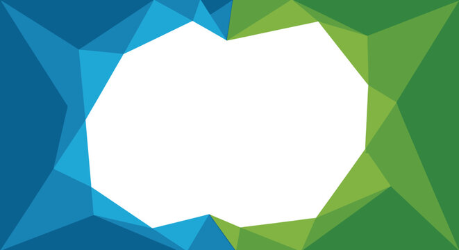 Modern polygonal frame in blue and green colors perfect for graphic design projects and marketing