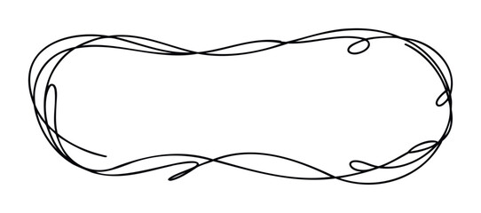 Hand drawn whimsical border for text, unique organic frame for invitations and greeting cards, decorative flourish for feminine stationery.