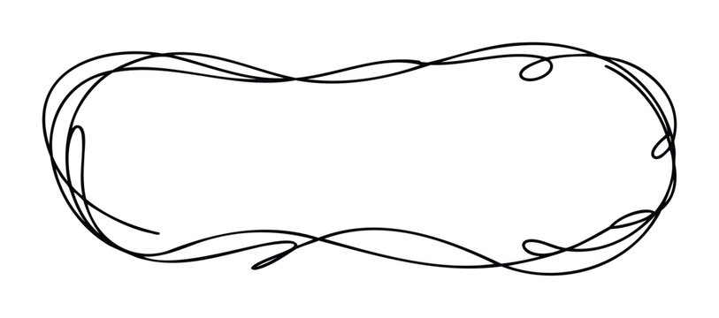 Hand drawn whimsical border for text, unique organic frame for invitations and greeting cards, decorative flourish for feminine stationery.