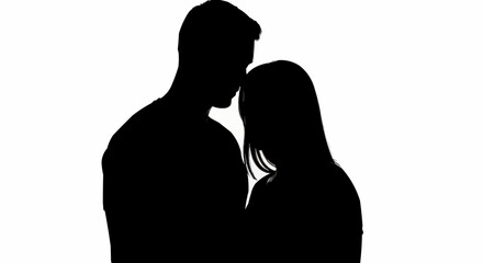 Silhouette of a Couple Embracing in Intimacy and Love.