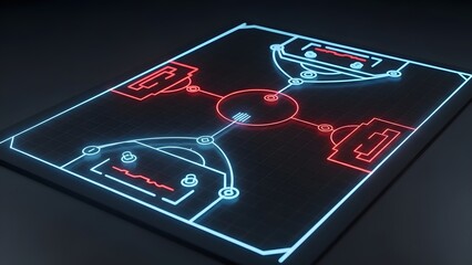 Futuristic Board Design: An illuminated, technologically advanced game board glows with intricate lines and geometric shapes, a mesmerizing visual experience.
