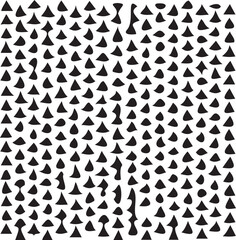Obraz premium Abstract seamless vector pattern of scattered teardrop and inverted triangular shapes creating a dense texture background