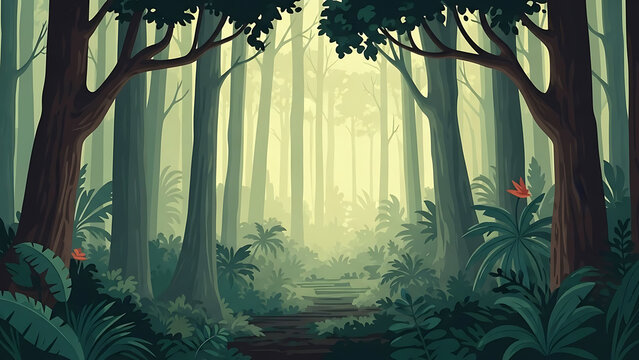 Exotic amazon forests vector  illustration background Tropical wallpaper design Generative ai 37559264 1