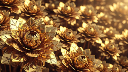Luxurious metallic golden flowers background Generative ai 89754491 1