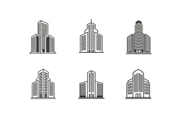 Modern building set vector illustration architecture design elements