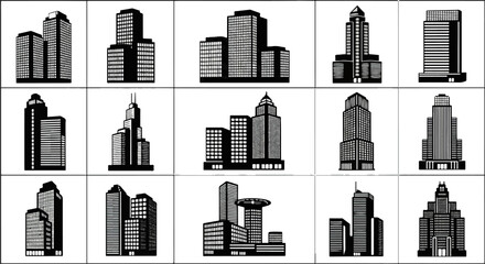 Urban architecture collection isolated graphic elements